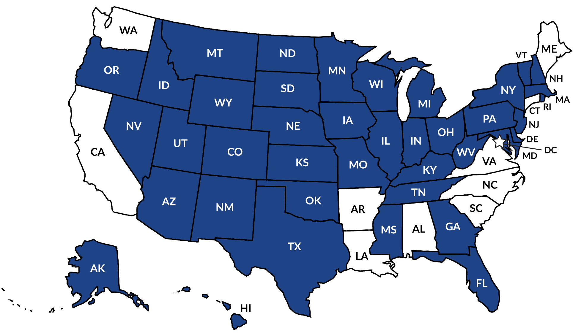 licensed in states